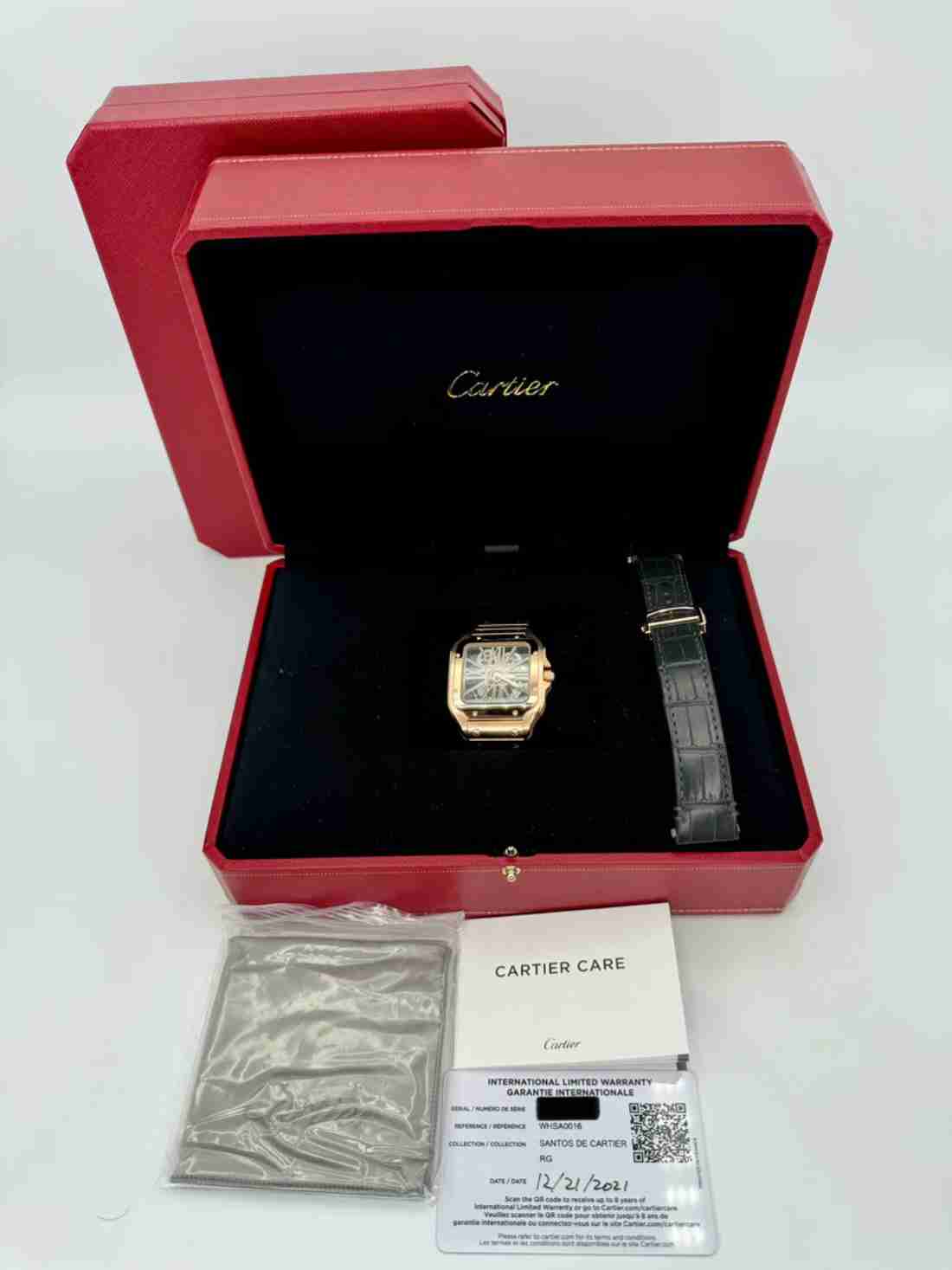 2021 Santos De Cartier 39.8mm WHSA0016 Rose Gold Skeleton Dial - Image 6
