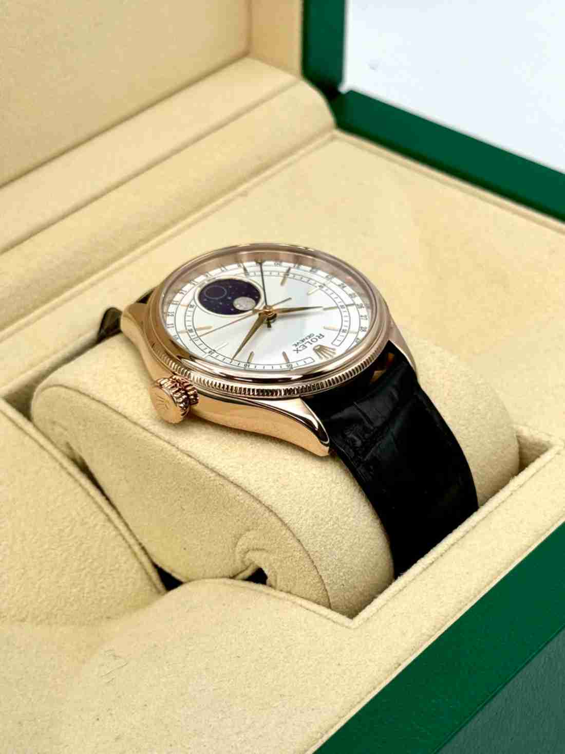 2018 Rolex Cellini Moonphase 39mm 50535 Rose Gold White Dial - Image 6