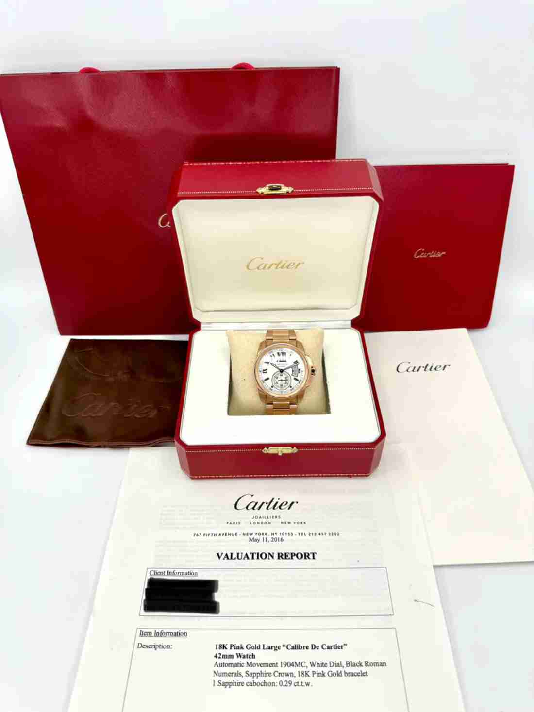2016 Cartier Calibre de Cartier 42mm W7100018 Rose Gold White Dial - Image 7