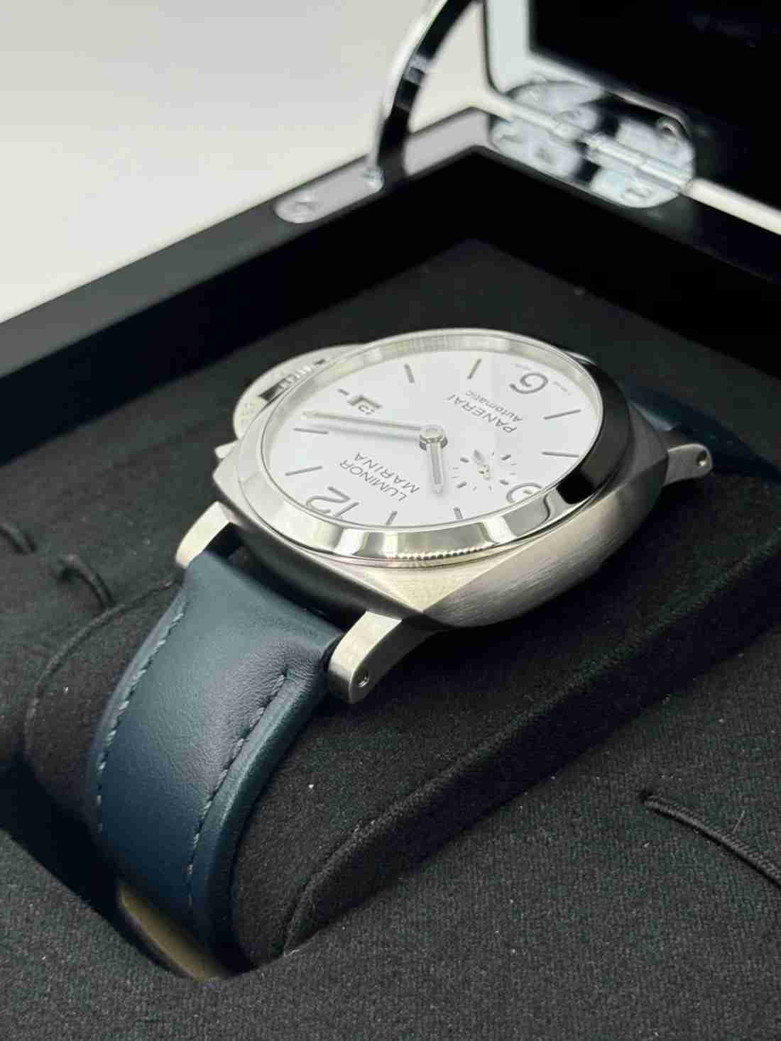 2021 Panerai Luminor Marina 44mm PAM01314 Stainless Steel White Dial - Image 7
