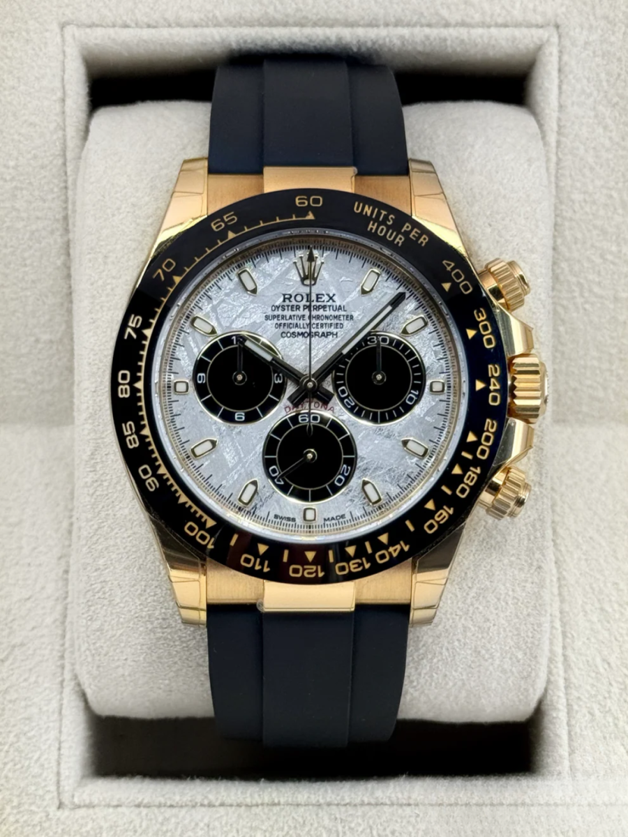 2022 Rolex Daytona 40mm 116518LN Yellow Gold Oysterflex Meteorite Dial (STICKERED)