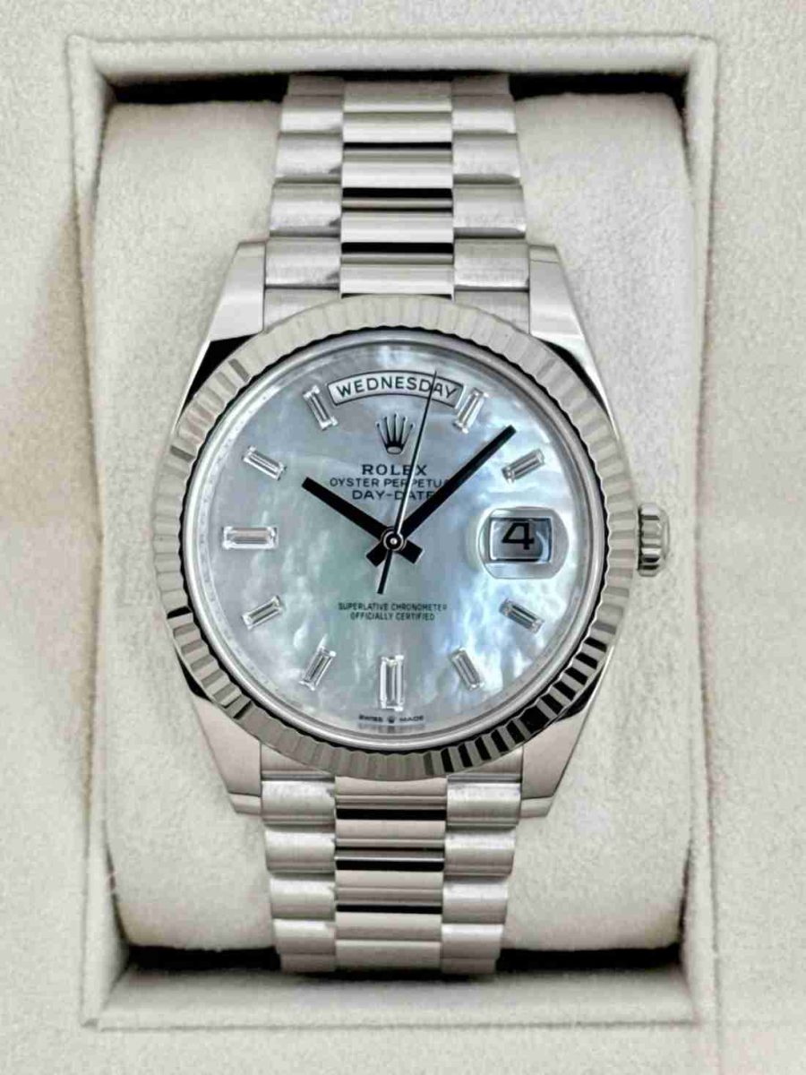 2024 Rolex Day-Date 40mm 228239 Presidential White Gold MOP Diamond Dial