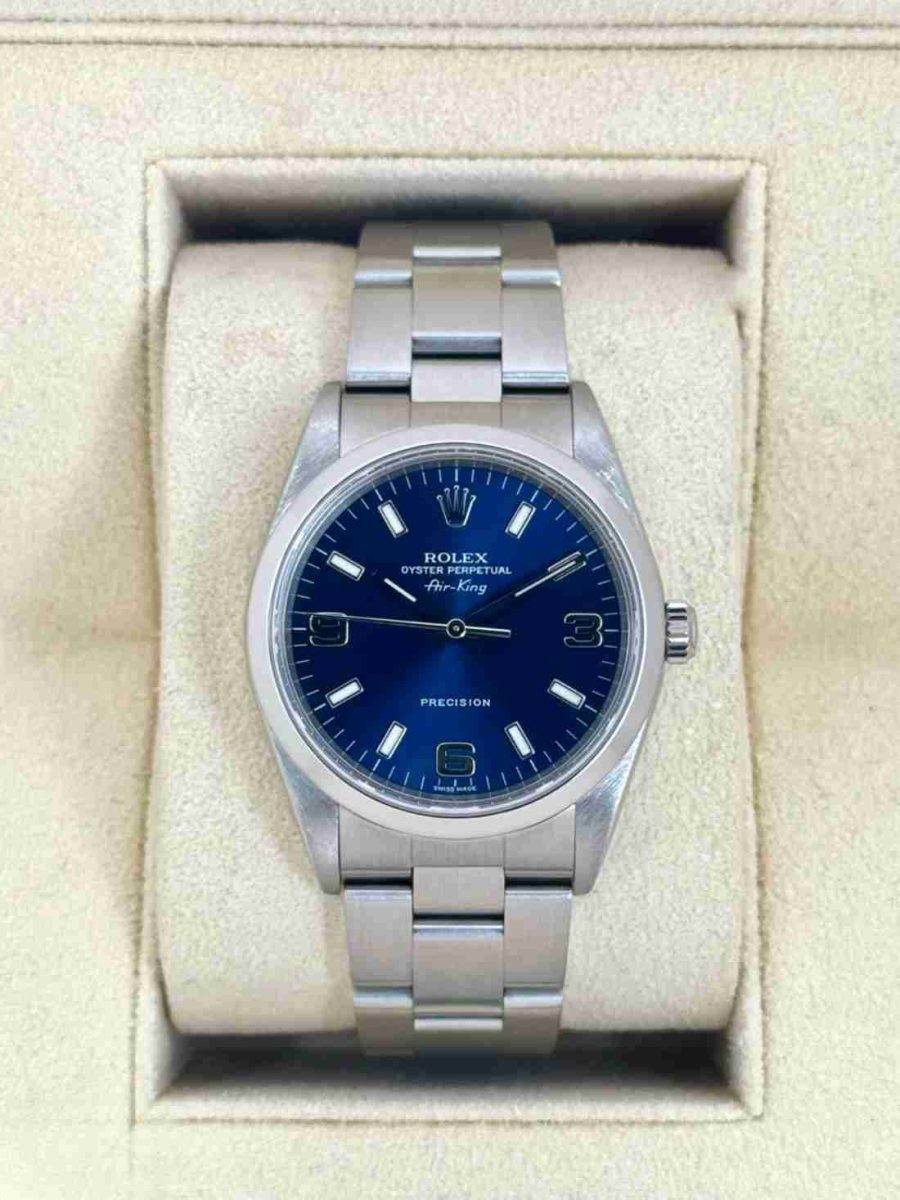 2008 Rolex Air-King 34mm 14000M Stainless Steel Blue Dial