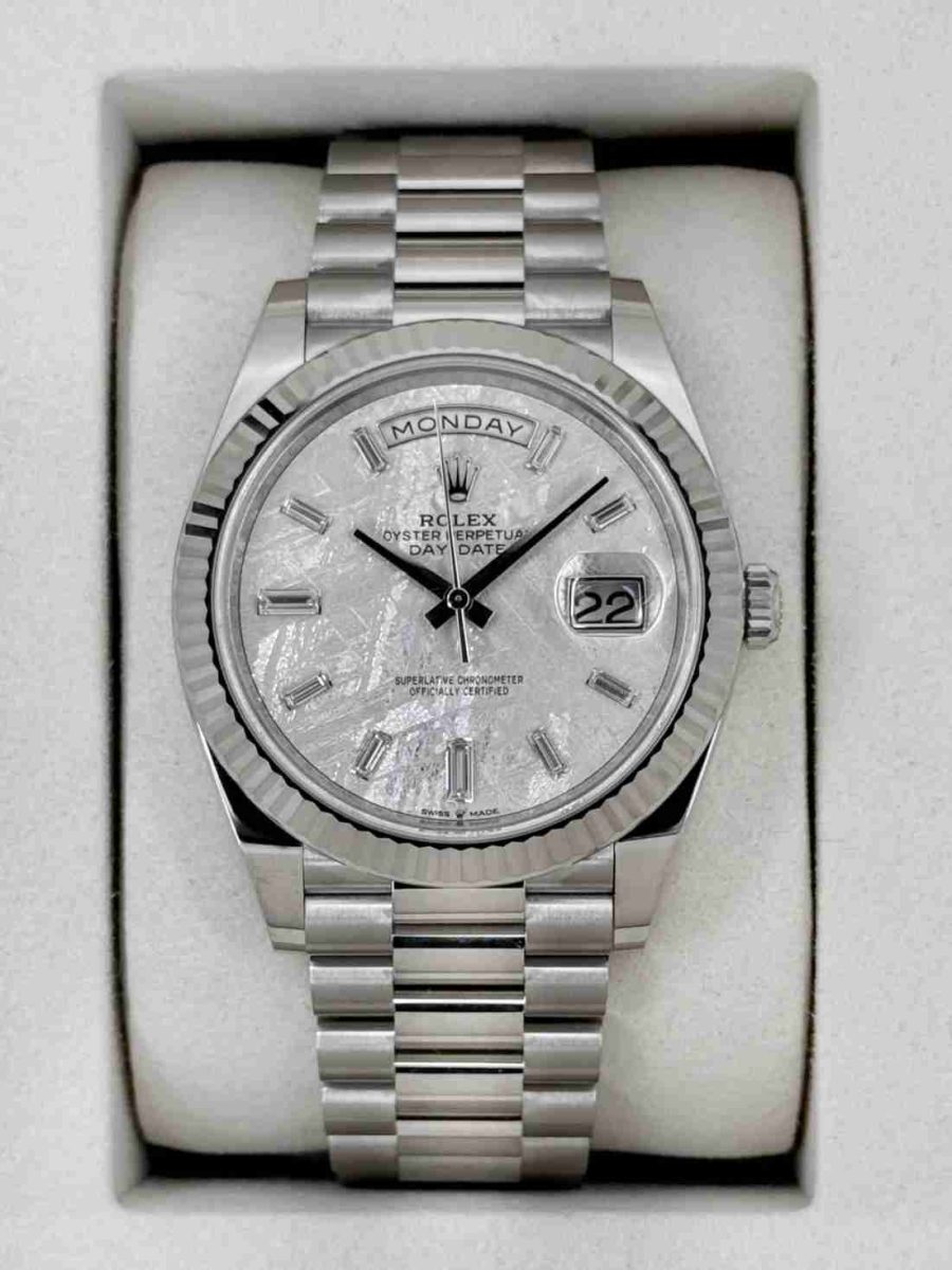 NEW 2026 Rolex Day-Date 40mm 228239 White Gold Meteorite Diamond Dial