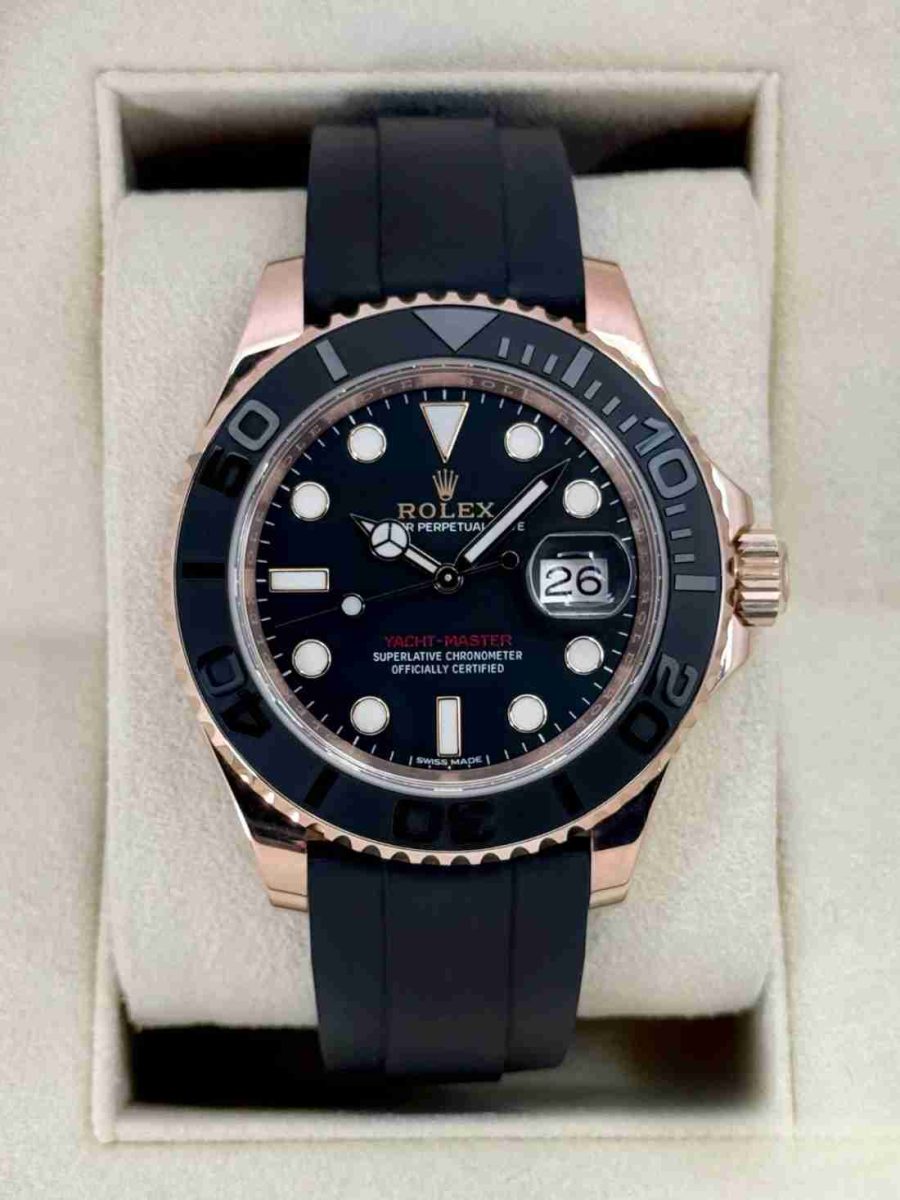 2016 Rolex Yacht-Master 40mm 116655 Rose Gold Oysterflex Black Dial