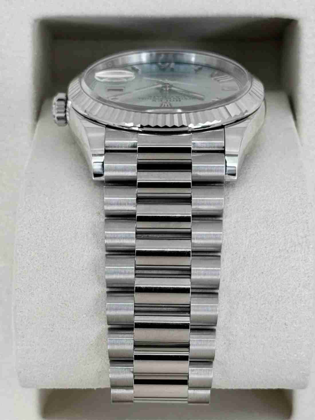 NEW 2026 Rolex Day-Date Platinum 36mm 128236 Ice Blue Roman Dial - Image 3
