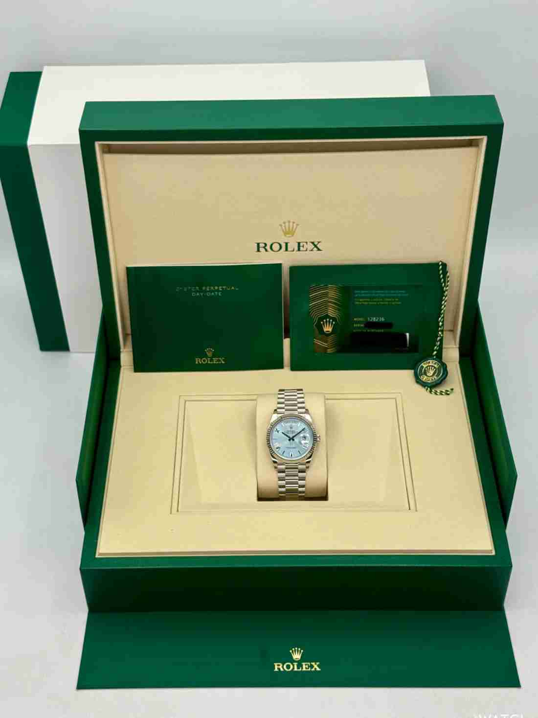 NEW 2026 Rolex Day-Date Platinum 36mm 128236 Ice Blue Roman Dial - Image 5