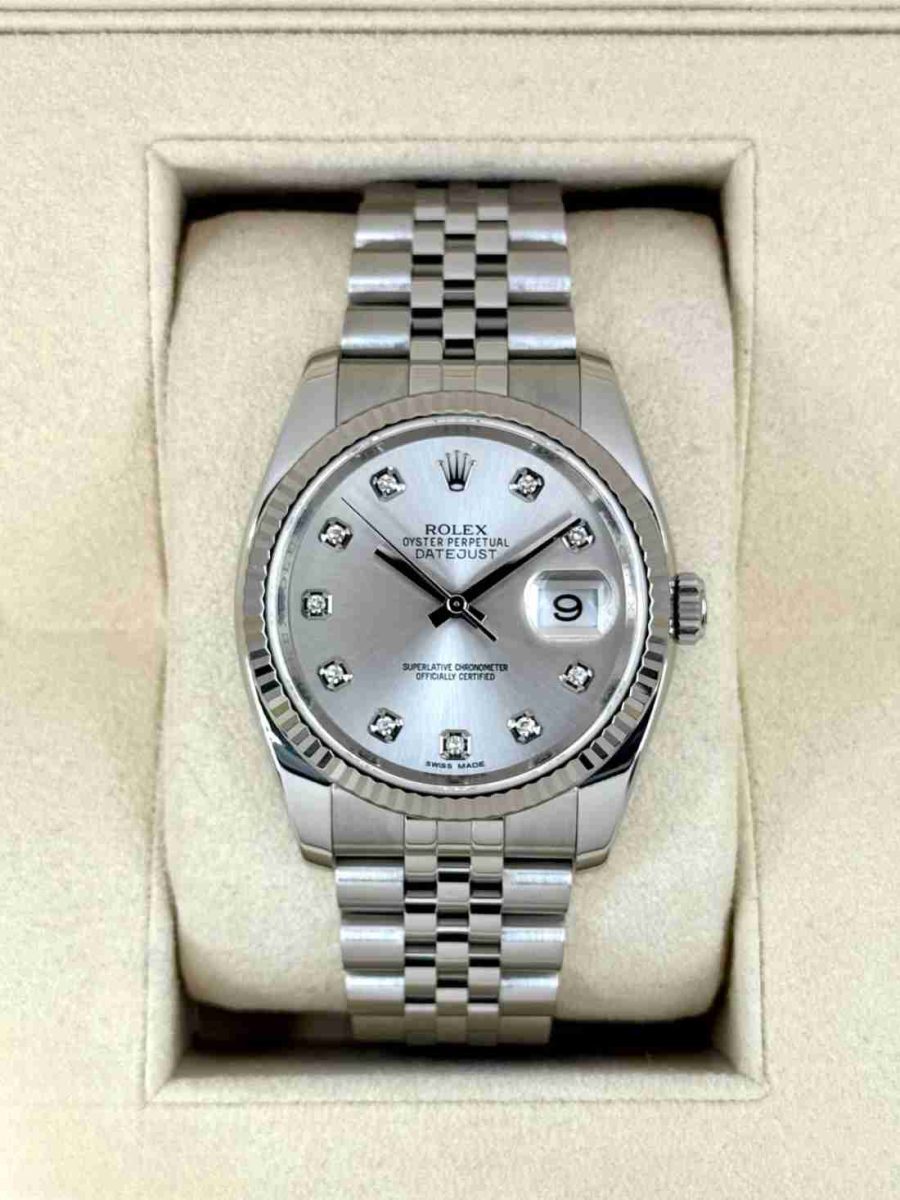 2017 Rolex Datejust 36mm 116234 Stainless Steel Jubilee Silver Diamond Dial