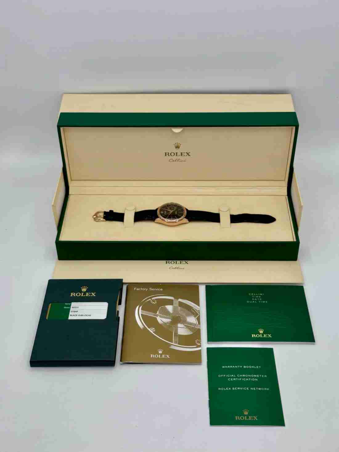 2014 Rolex Cellini Date 39mm 50515 Rose Gold Black Guilloche Dial - Image 5