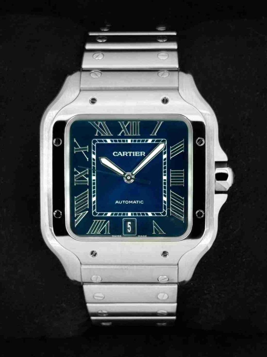 2022 Cartier Santos De Cartier 39.8mm WSSA0030 Stainless Steel Blue Dial