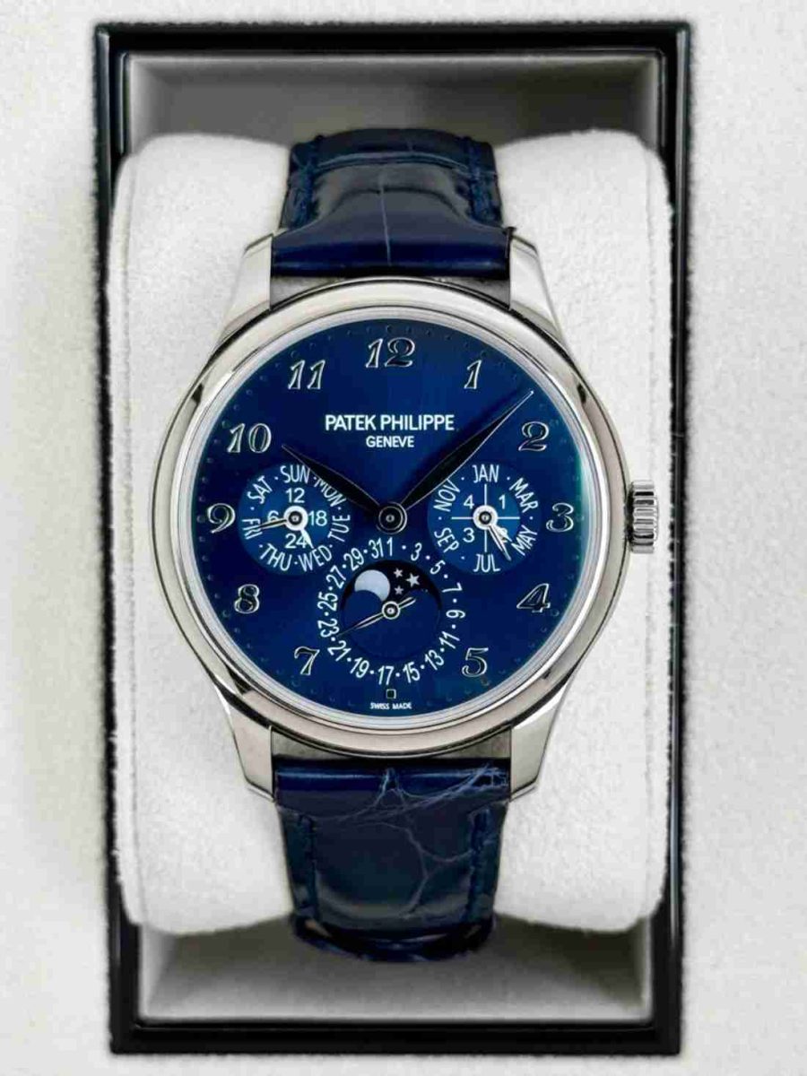 2021 Patek Philippe Perpetual Calendar 39mm 5327G White Gold Blue Dial