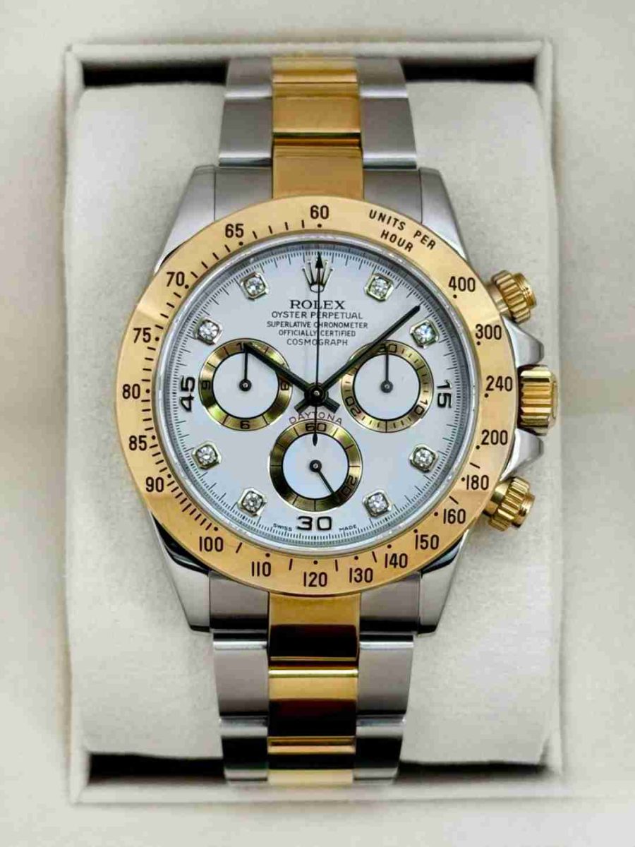 2005 Rolex Daytona 40mm 116523 Two-Tone White Diamond Dial (Collectors Set)